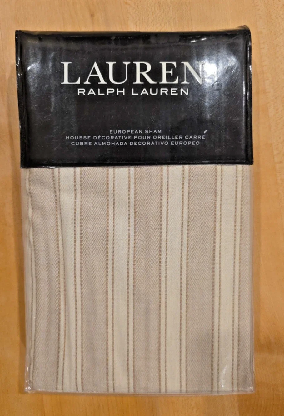 Lauren Ralph Lauren Graydon Bold Stripe Euro Sham Pillow 26x26 Dune Linen NIP